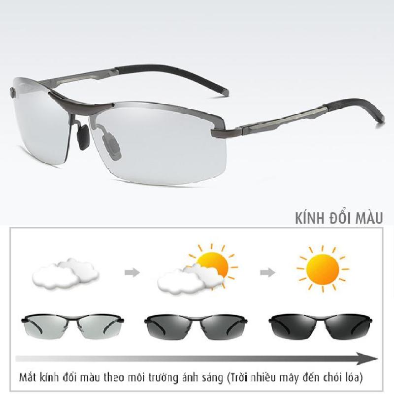 Giá bán Kính đổi màu gọng nhôm magiê nhẹ, mắt kính polarized phân cực, chống UV - MK1910