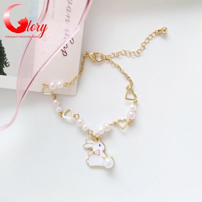 Gold plated cute female bracelets with rabbit shape-Beautiful nice gold plated cute bracelets women -GG398098