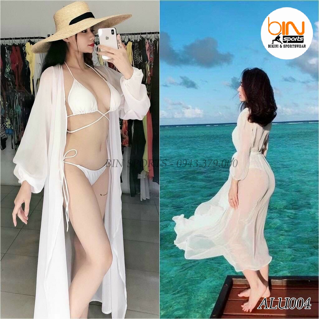 Áo choàng đi biển nữ khoác ngoài bikini đồ bơi Bin Sports ALU004