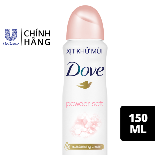 Xịt khử mùi Dove Powder Soft Hương phấn thơm Dưỡng da Sáng mịn dành cho nữ, 150ml cao cấp