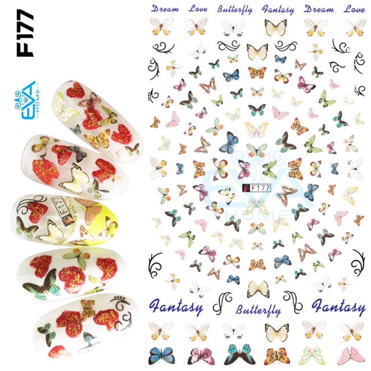 [HCM]Miếng Dán Móng Tay 3D Nail Sticker Tráng Trí Hoạ Tiết Bướm Butterfly Fantasy F177