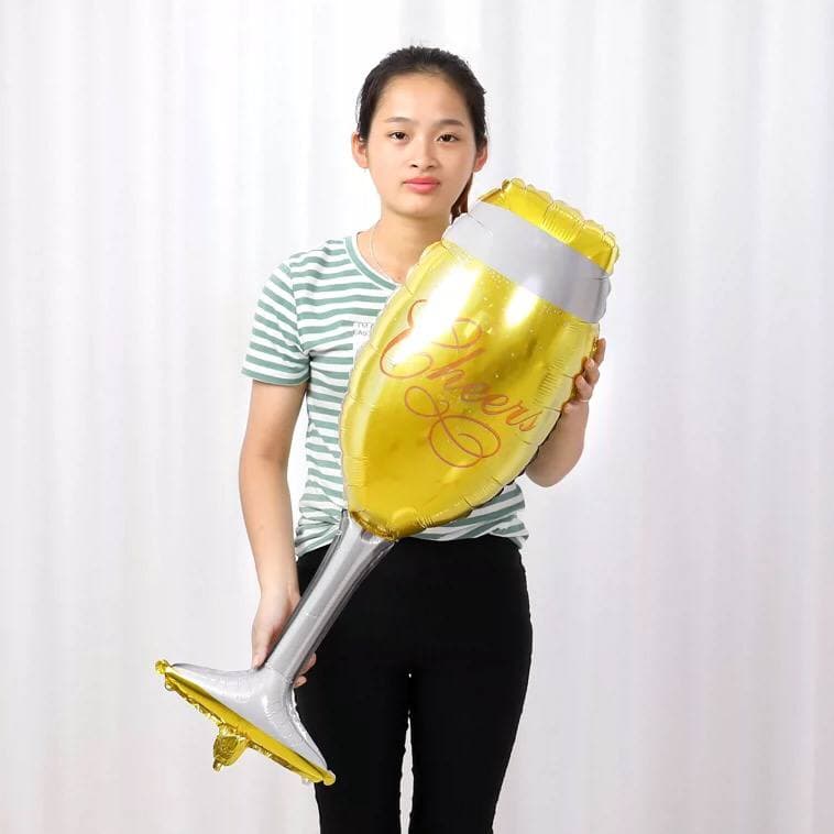 Bóng bay chai sâm panh và ly rượu cỡ đại