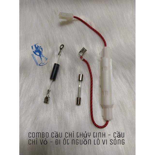 Combo bộ 3 chiếc cầu chì vỏ - cầu chì thủy tinh - đi ốt lò vi sóng