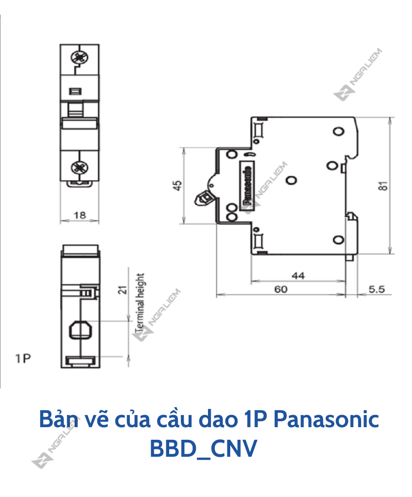 CB 1 Tép (1 Pha) 6A, 10A, 16A, 20A, 25A, 32A, 40A, 50A, 63A PANASONIC (BBD_CNV)