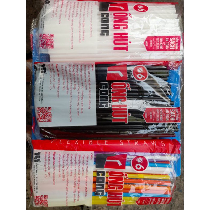 70 Ống Hút Cong Màu