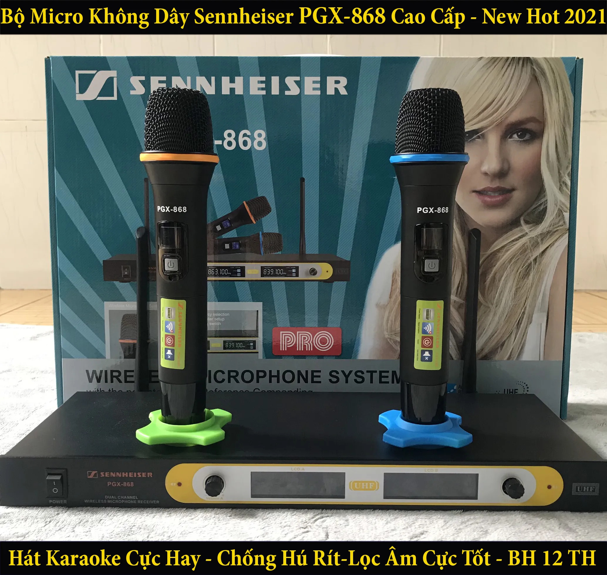 Bộ Mic Không Dây Karaoke Được Ưa Chuộm Nhất Hiện Nay, Micro Không Dây Shennheiser PGX 868 PRO Chống Hú, Chống Rè Cực Tốt, Âm Thanh Chân Thực Cho Bạn Giọng Ca Trong Trẻo, Hát Karaoke Cực Hay, Hát Nhẹ Phù Hợp Mọi Giọng Hát Chất Âm Hay.