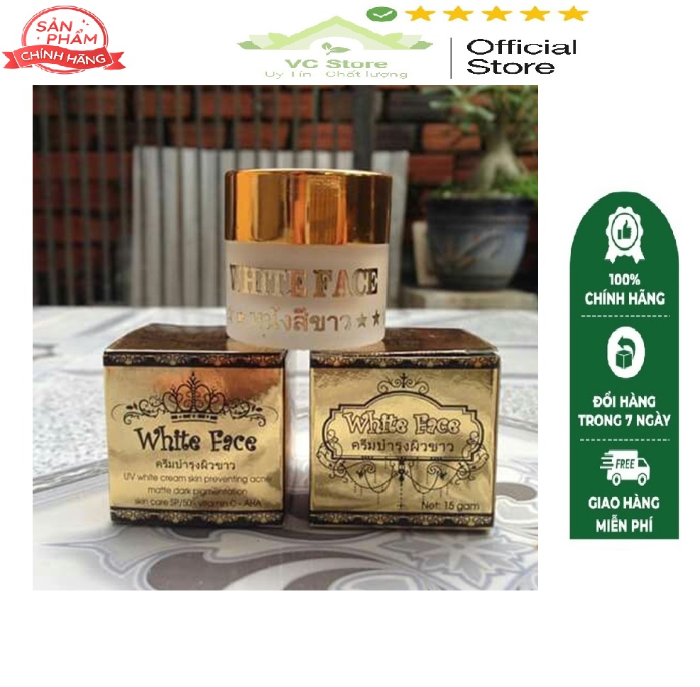 Bộ 2 Hộp Kem Trắng Da Mặt Xóa Thâm Mờ Nám White Face Thái Lan - Mẫu mới