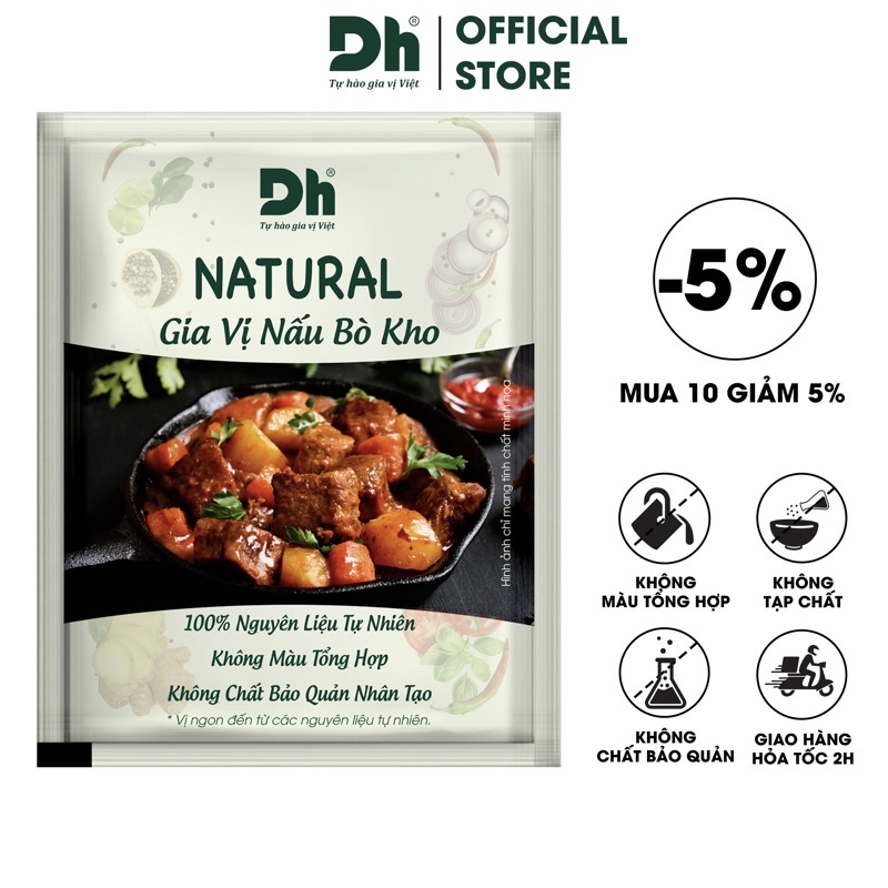 Gia vị nấu bò kho Natural Dh Foods nêm ướp thịt kho hương thơm nồng nàn