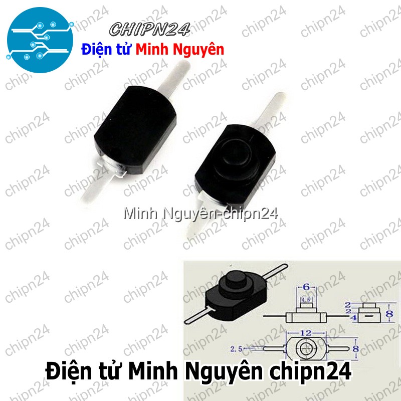 [3 cái] (F103.6) Công tắc đèn pin 2P 1208YD Đen - HH002842
