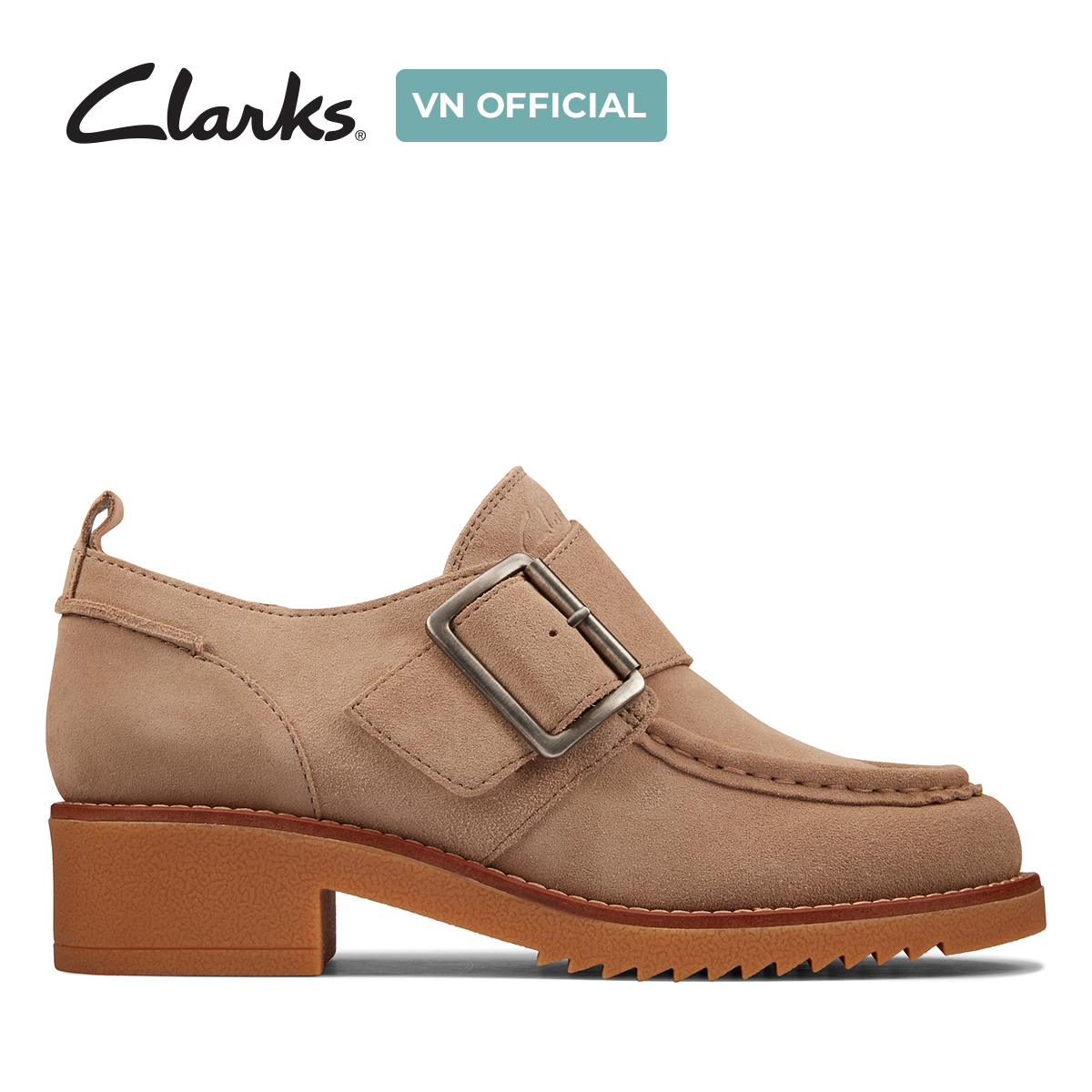 Giày Cao Gót 4cm Da Lộn Nữ Clarks - Eden Mid Monk