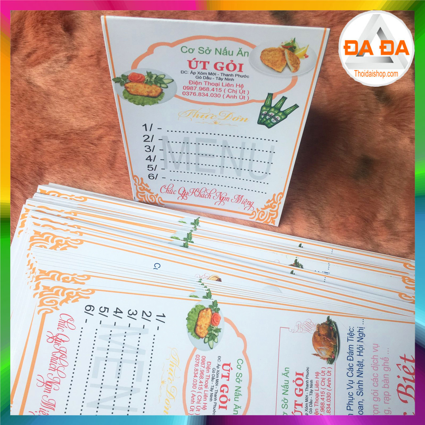 IN MENU ( THỰC ĐƠN ) ĐỂ BÀN TIỆC CƯỚI
