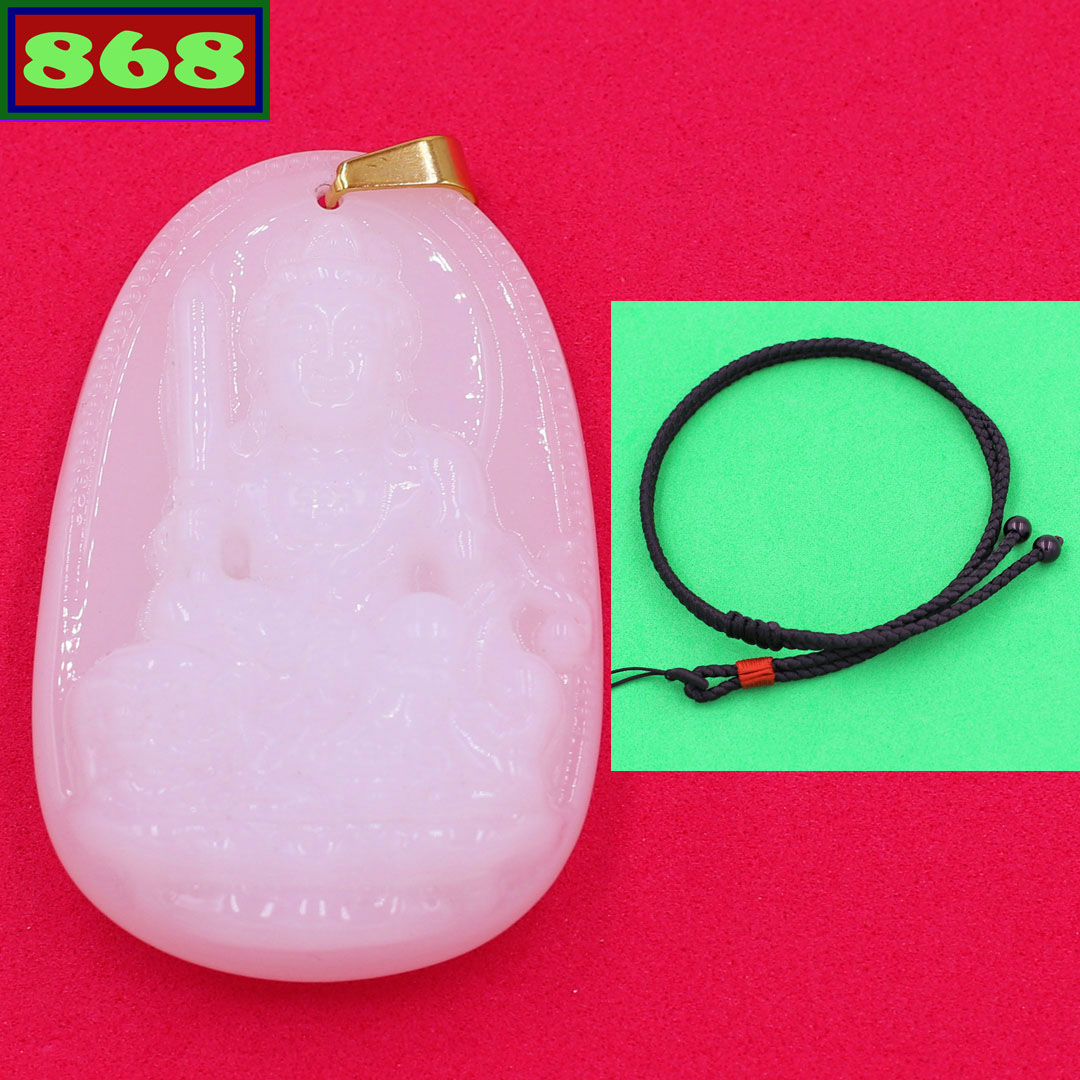 [HCM]Vòng cổ Văn Thù Bồ Tát đá thạch anh trắng 3.6cm