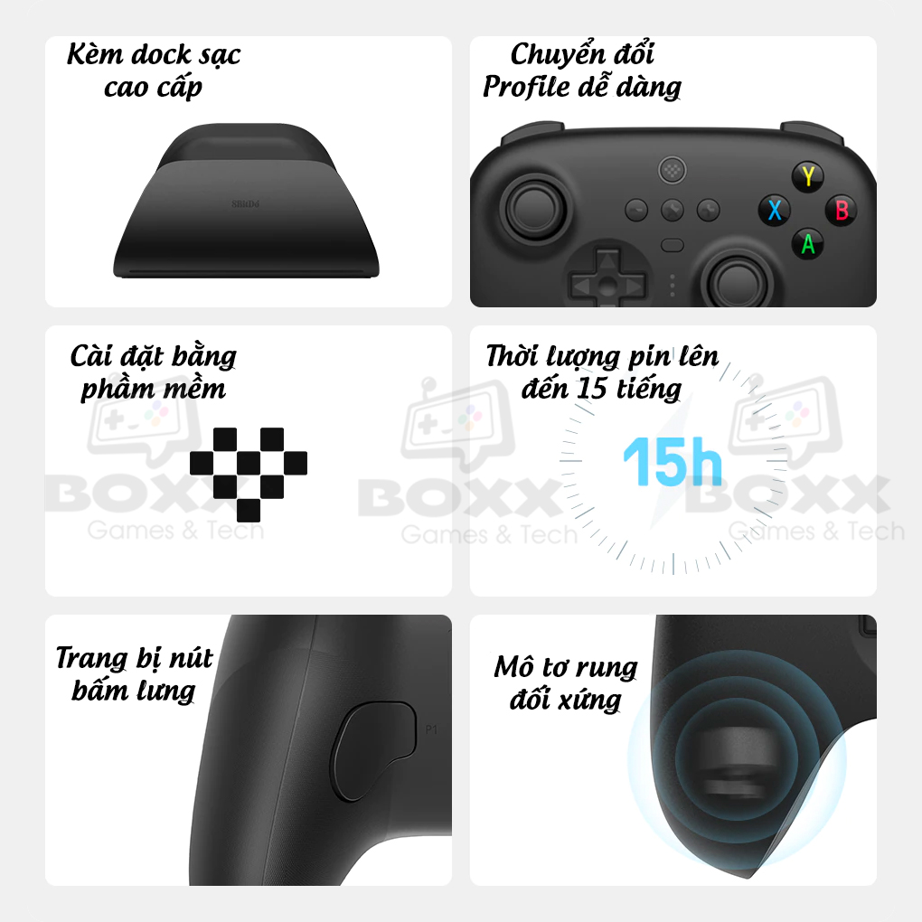 Tay cầm 8BitDo Ultimate 2.4G Wireless Controller kèm Dock Sạc cho Laptop, PC, Điện thoại Android