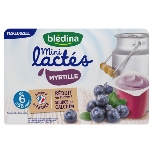 date T8.2022 Sữa chua Bledina mini 6 55g vị việt quất cho trẻ từ 6m - Pháp