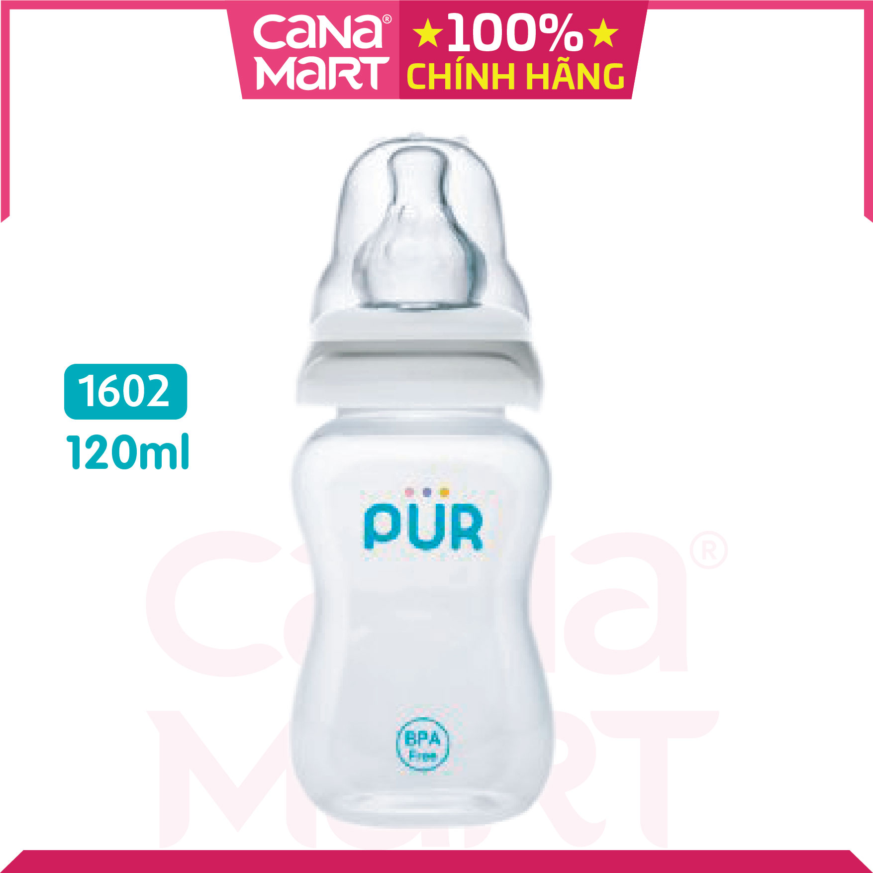 Bình sữa cổ thường Pur Comfort Feeder van chữ V 120ml không chứa BPA 1602