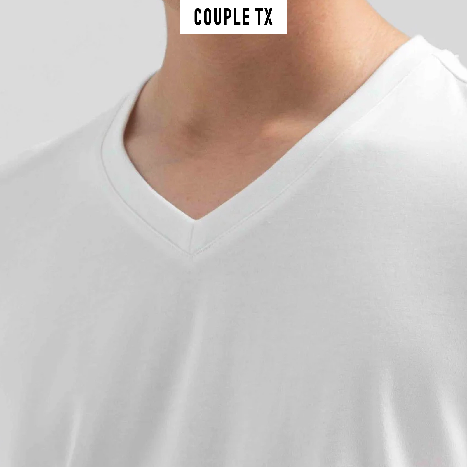 [15.1 - 17.1 Voucher lên đến 200K]  Áo Thun Nam COUPLE TX - Áo Thun Cotton Trơn Basic Nam Cổ Tim, Form Fit