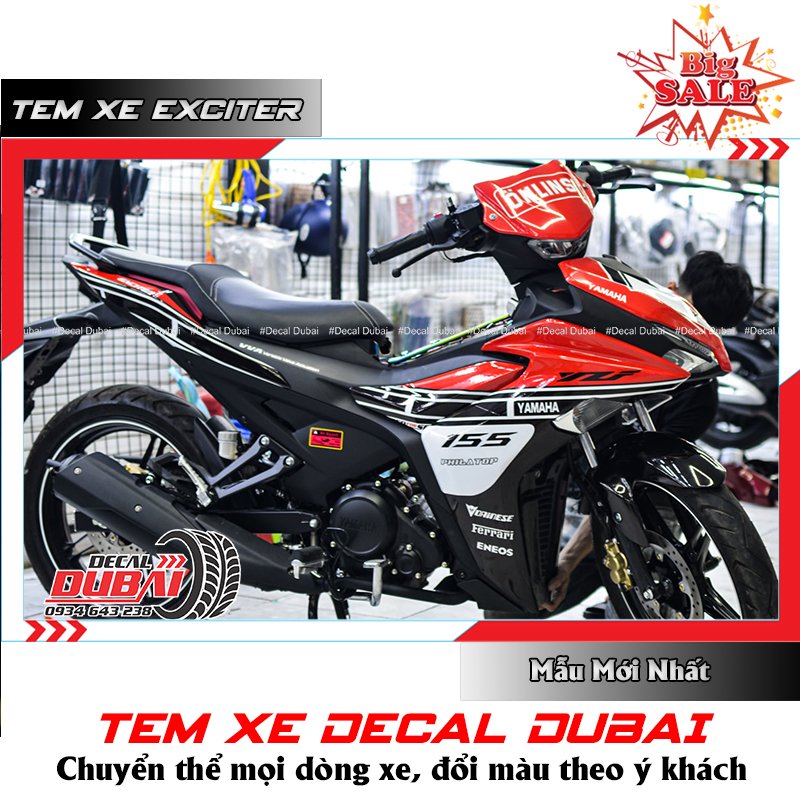 Tem Trùm Exciter 155 Đỏ Trắng Ohlins Đẹp