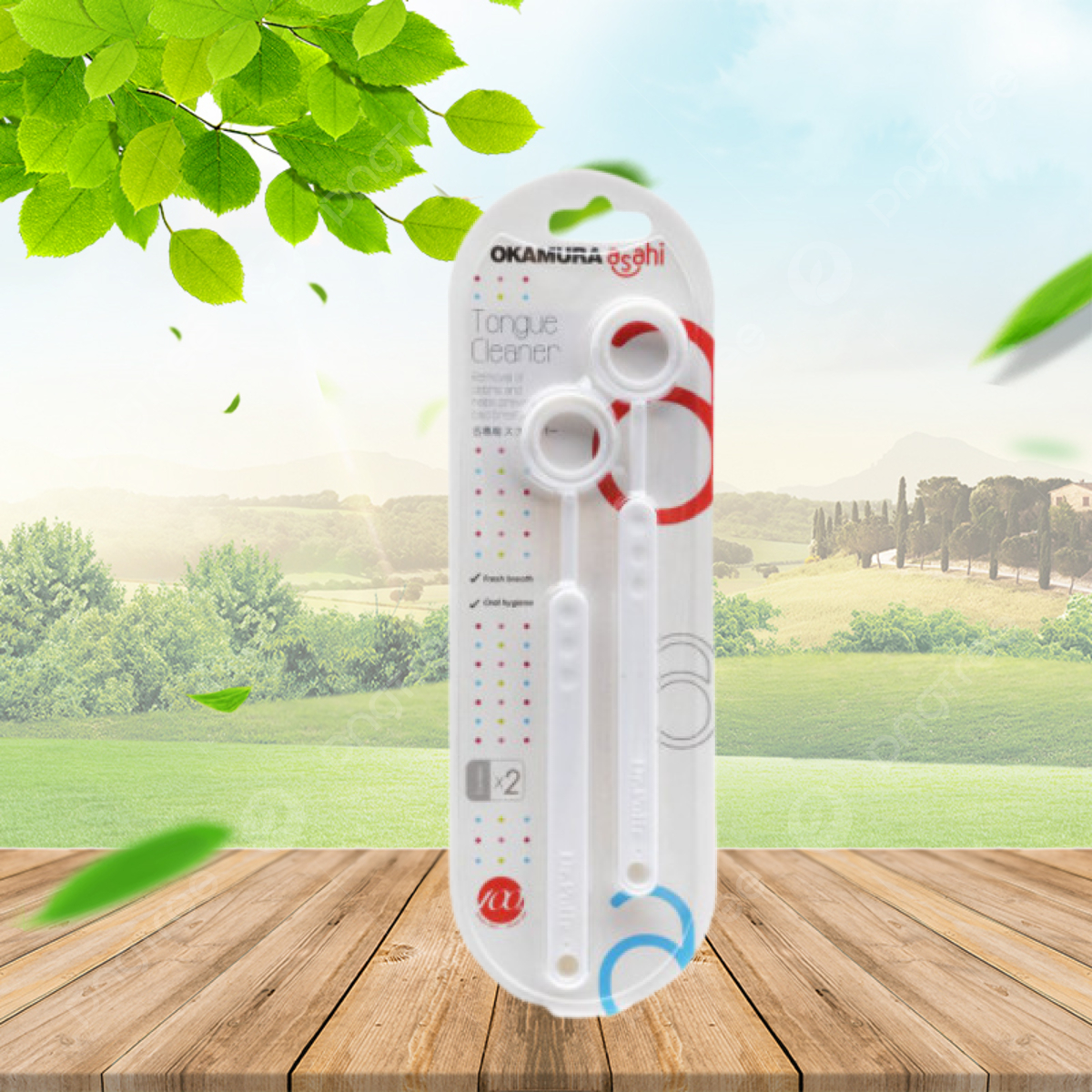 Dụng Cụ Cạo Lưỡi Okamura Asahi Vỉ 2 Cây – Làm Sạch Mảng Bám, Khử Mùi Hơi Thở
