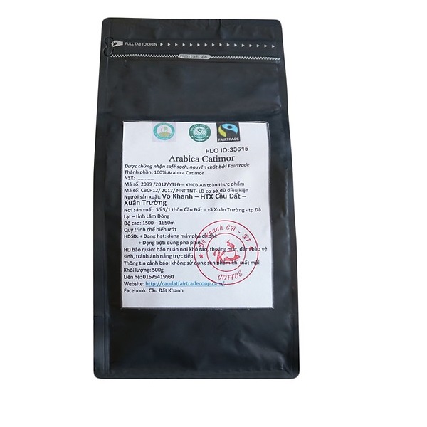 Cà Phê Xay Cầu Đất Arabica Catimor 100% K Phiêu (Túi 500g)