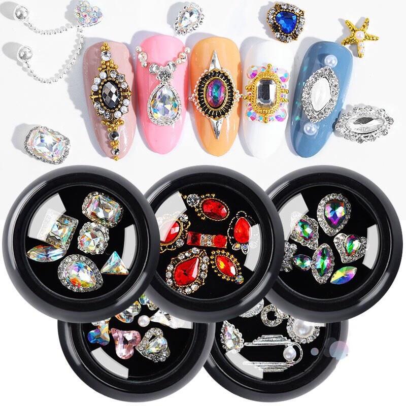 Hộp 6 phụ kiện 3D lấp lánh trang trí móng đẹp mắt