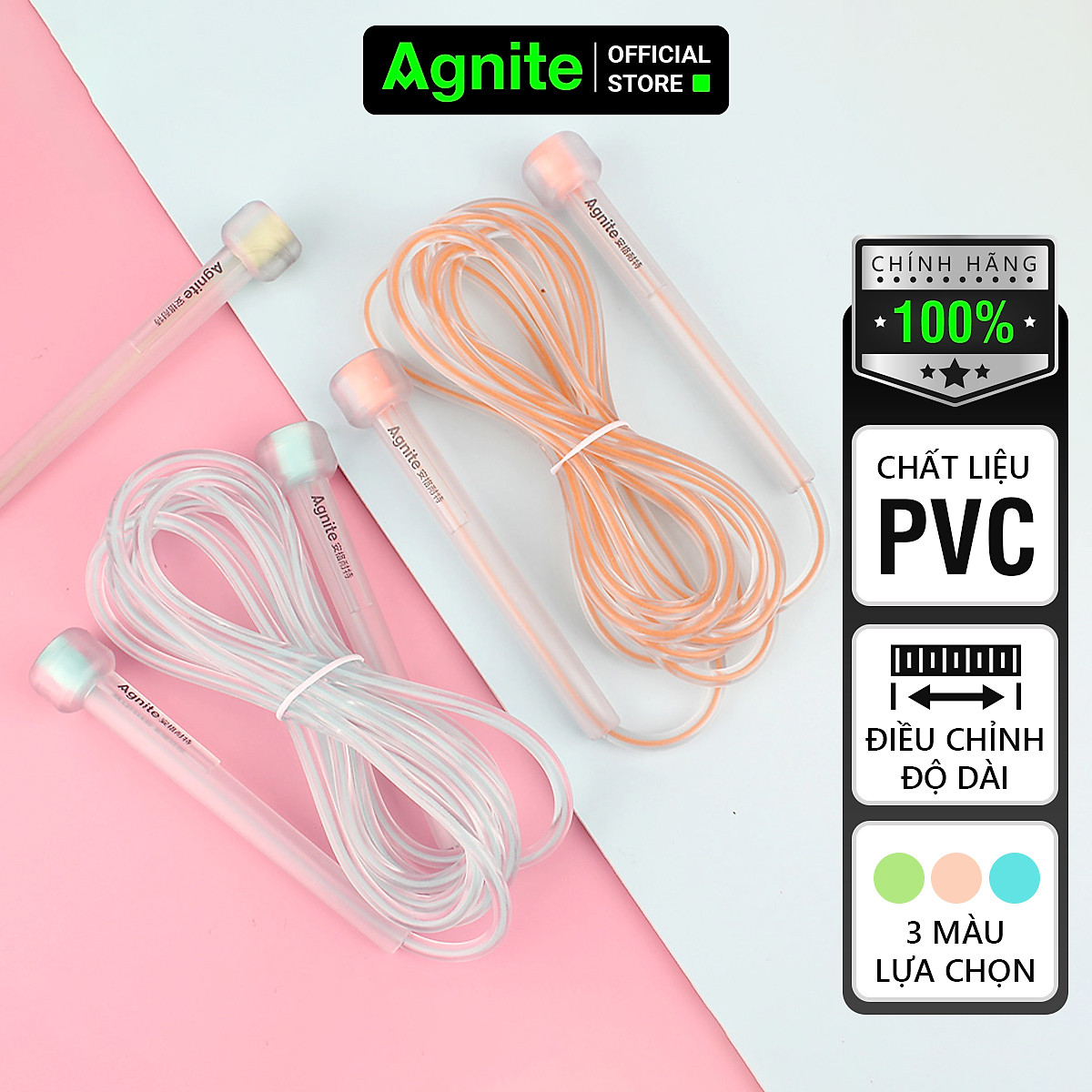 Dây Nhảy Thể Dục siêu nhẹ dài 2.8m - nhựa PVC trong suốt Agnite