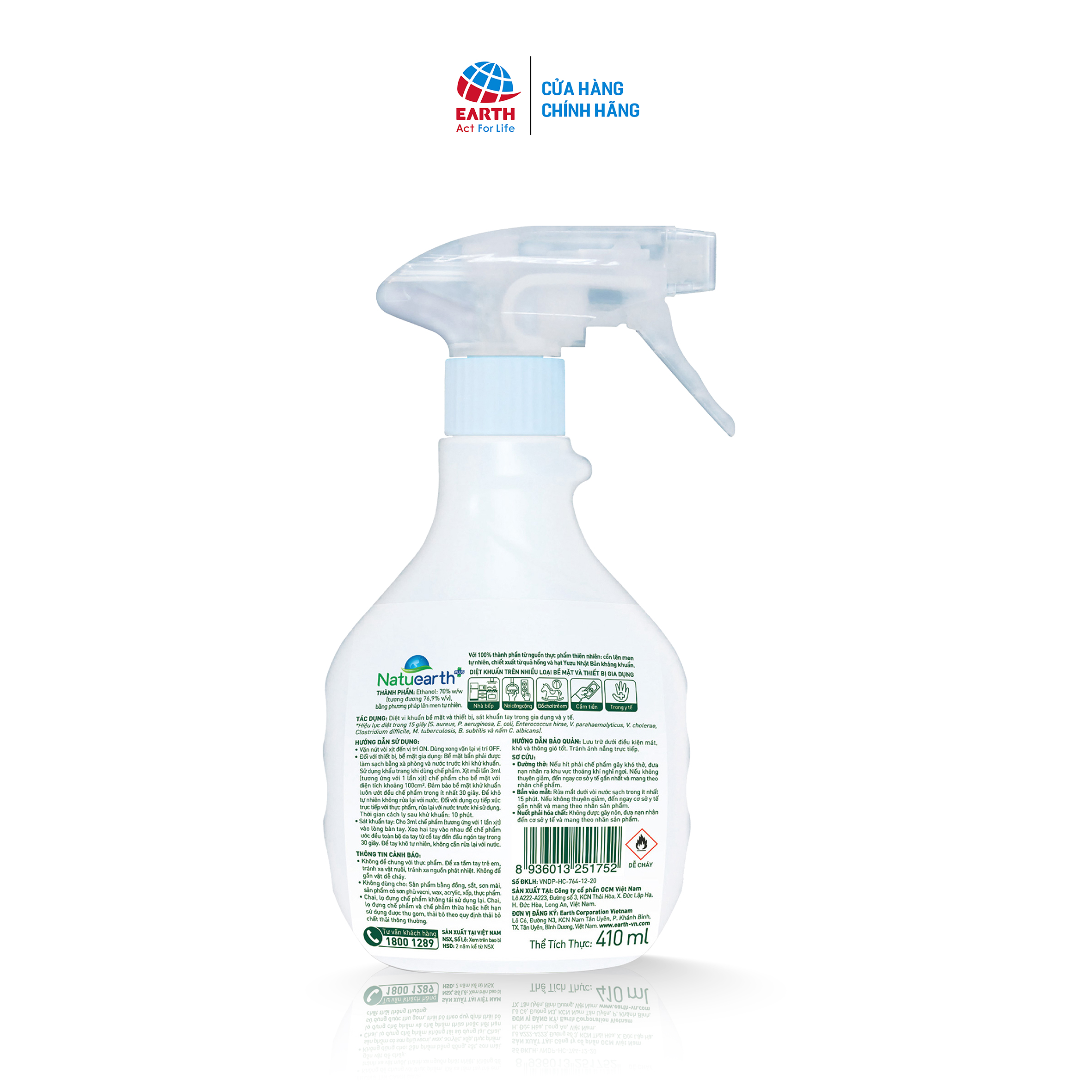 Chai xịt diệt khuẩn Natuearth Plus 410 ml