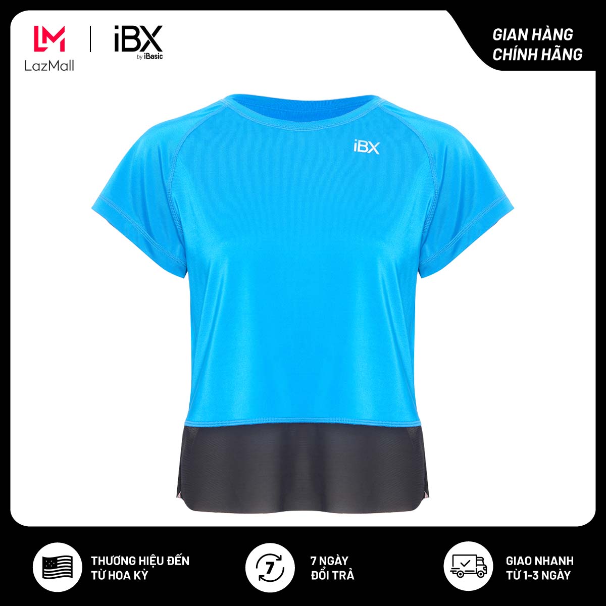 Áo thun nữ thể thao tay ngắn phối lưới đắp chéo iBasic IBX131