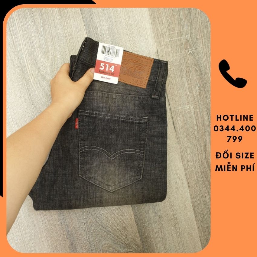 Quần Jean Nam Đẹp CAO CẤP Levi 514-23 NÂU XÁM form ống suông đứng, chất liệu mềm mại ko giãn, ko xù, ko phai màu khi giặt