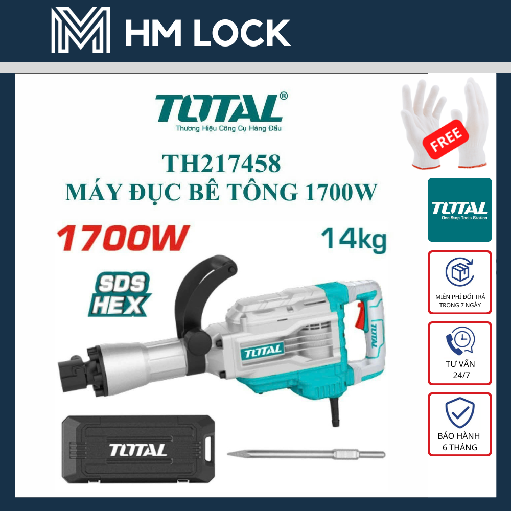 Máy đục bê tông 1700w total - hàng chính hãng - th217458