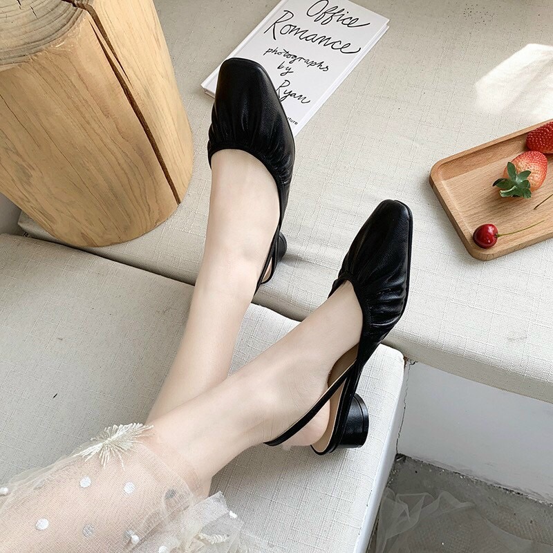 [HCM]Giày búp bê nữ khuyết gót quai chun đế 3cm