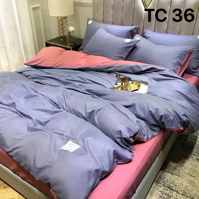 Bộ chăn ga gối cotton tc nhà nhím_bedding trơn 4 món đủ size giường nệm hàng loại 1