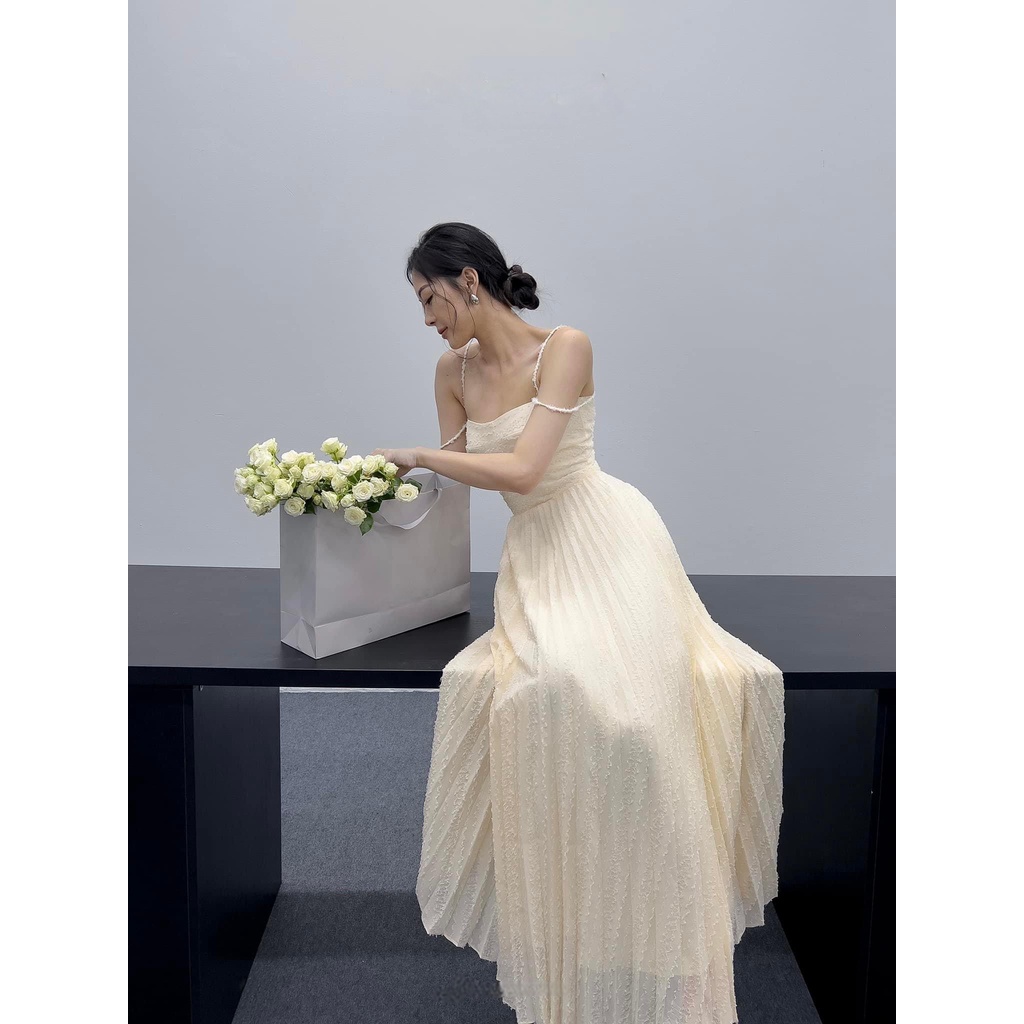 [Anita Dress] Đầm WAYO trắng dập ly dự tiệc sang trọng