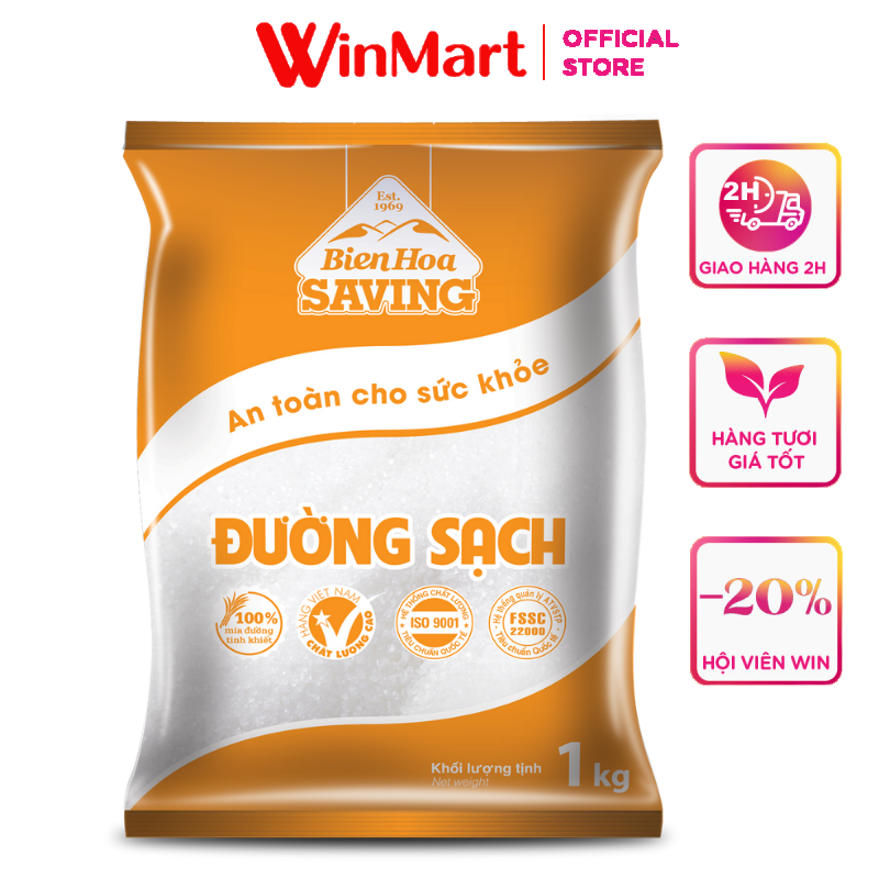 [Siêu thị WinMart] - Đường sạch saving Biên Hòa gói 1kg