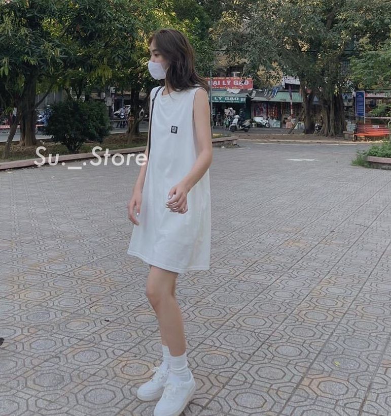Đầm sát nách dáng suông , Váy sát nát basic siêu xinh AD119