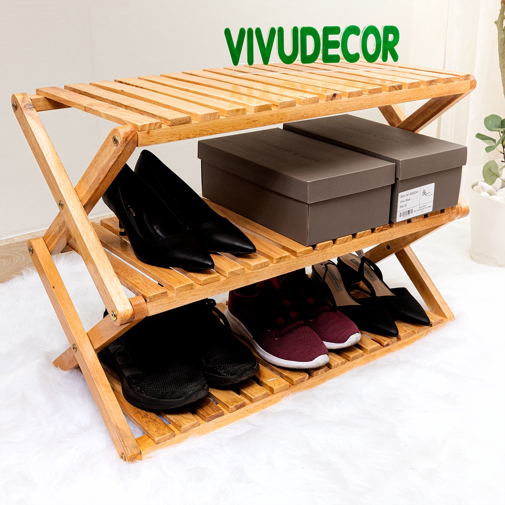 Kệ giày VIVUDECOR KG03 gỗ tự nhiên