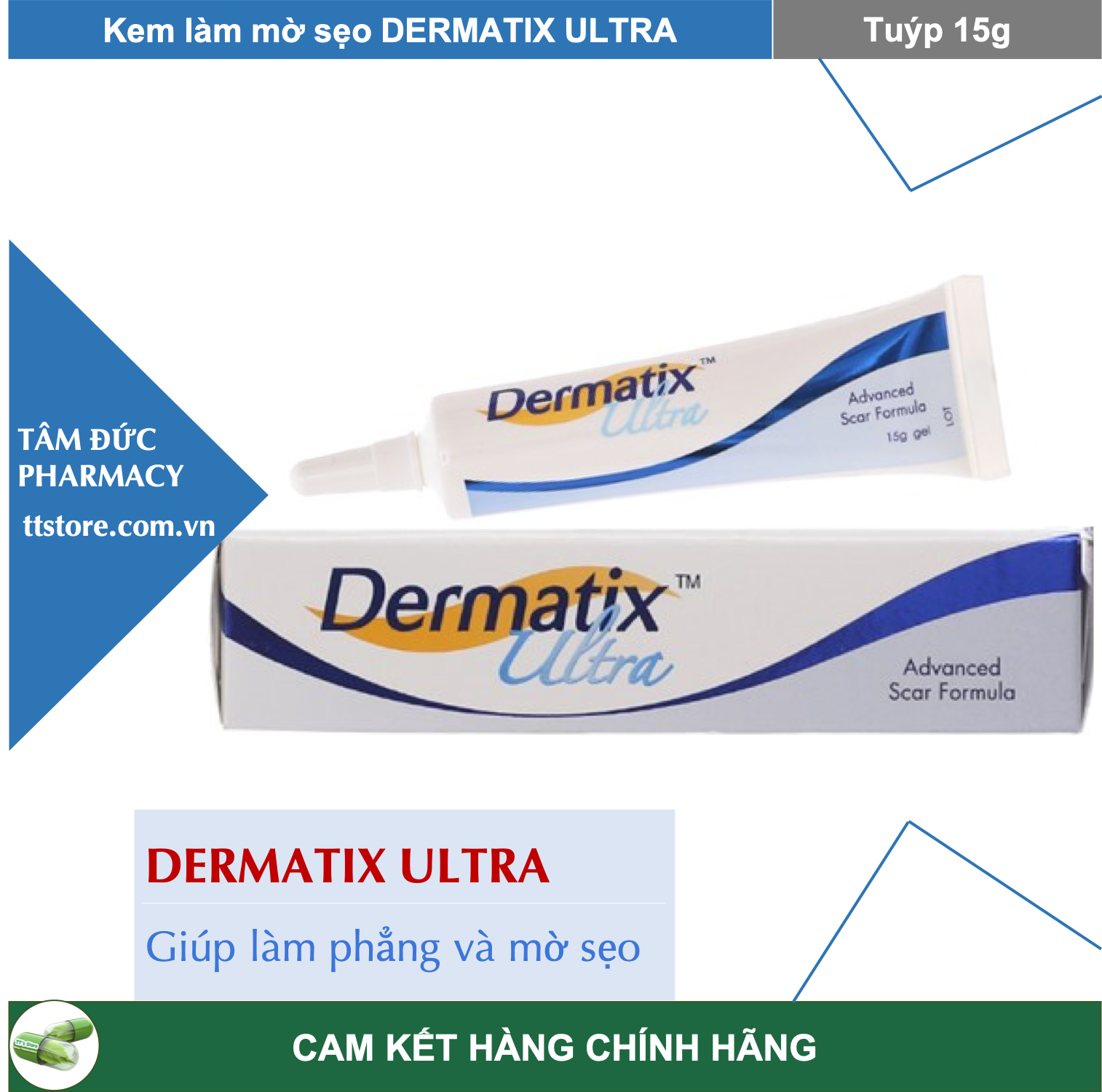 [HCM]DERMATIX ULTRA [Tuýp 15gr] - Gel làm mờ sẹo với công nghệ Silicon đột phá từ Mỹ