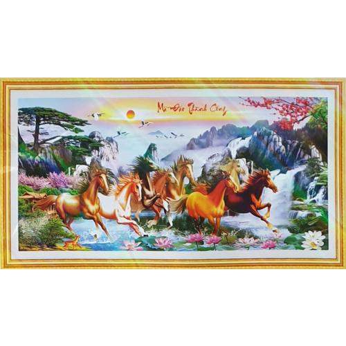 Tranh thêu chữ thâp mã đáo thành công-110*50