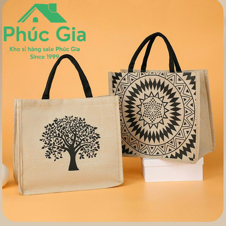 Túi cói đi biển hình cây, Túi đi dạo phố túi cói phong cách vintage - Phúc Gia Home PGGD153