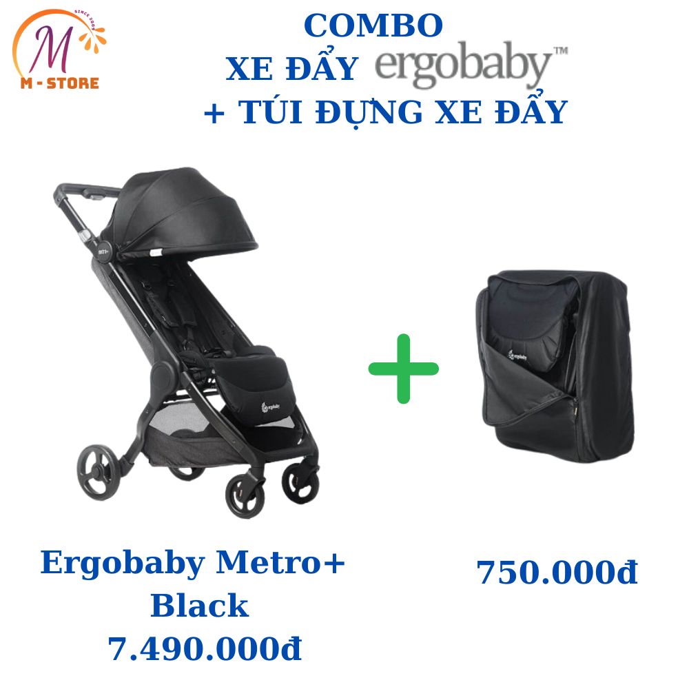 Xe Đẩy gấp gọn siêu nhẹ Ergobaby Metro+ Compact, xe đẩy đi chơi cho em bé tiện nghi, siêu êm, bảo hành 12 tháng