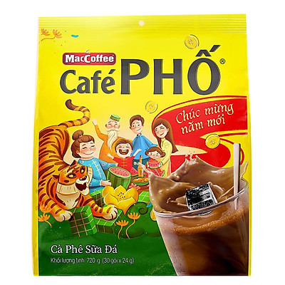 Cà Phê Phố bịch 30 gói x 24g  Mẫu Xuân , Cafe sữa đá