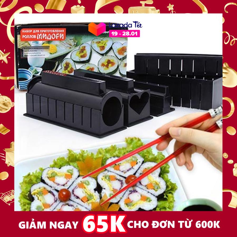 [HCM]Bộ Dụng Cụ Làm Sushi 10 Món Chế Biến Món Sushi tại nhà an toàn tuyệt đối - Dụng cụ làm cơm cuộn tại nhà kim bắp trứng cuộn - Bộ dụng cụ làm cơm cuộn tiện lợi
