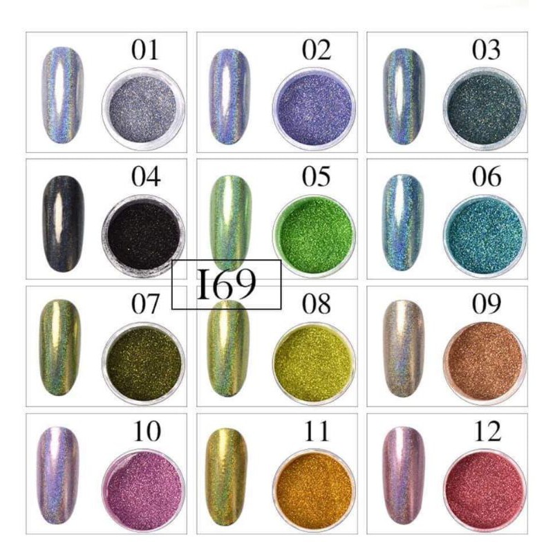 [Good Price] Set of 12 Jars of Mirror-Coated Powder Specialized for Nail Art