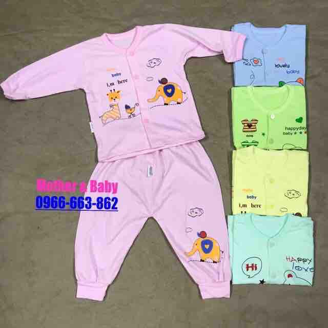 Bộ sơ sinh cotton cho bé chất đẹp, bộ dài 2V