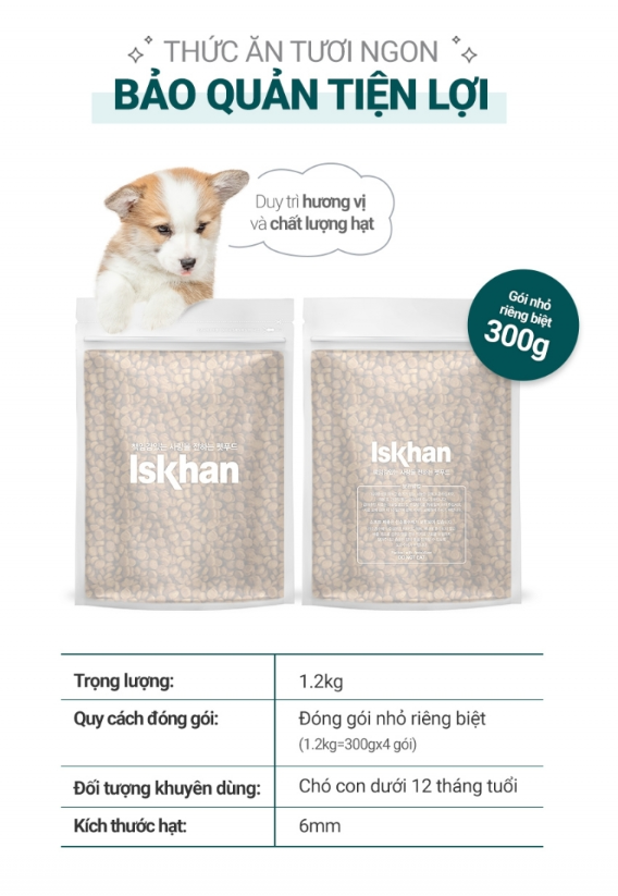 [1,2 kg] Thức ăn hạt ISKHAN JUNIOR dành cho chó nhỏ túi 1,2kg