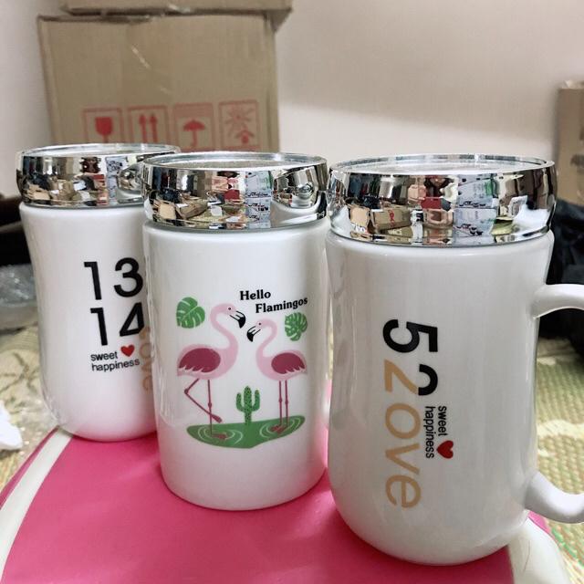 Cốc sứ giữ nhiệt nắp gương