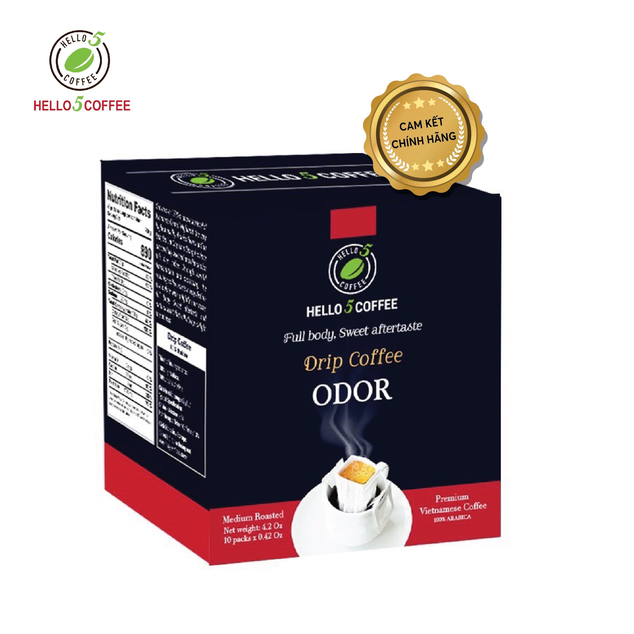 Cà Phê Phin Giấy (Drip Bag) Hello 5 Coffee ODOR - Hộp 120G (10 gói)