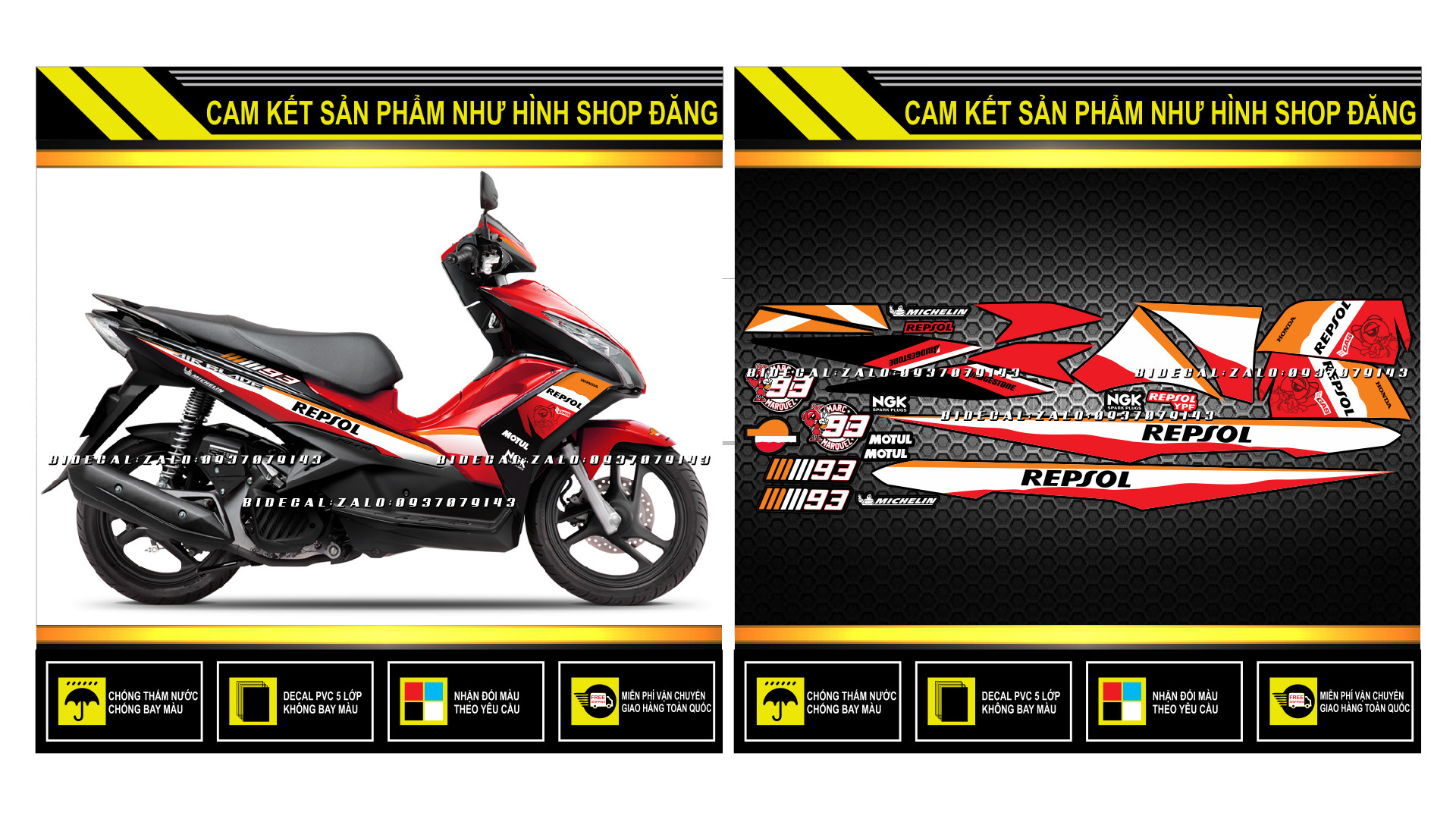 TEM RỜI AIRBLADE MẪU REPSOL 2015 ĐỎ ĐEN