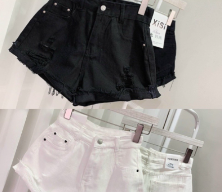 Short Jeans Rách Đen Trắng bigsize Ms 1048