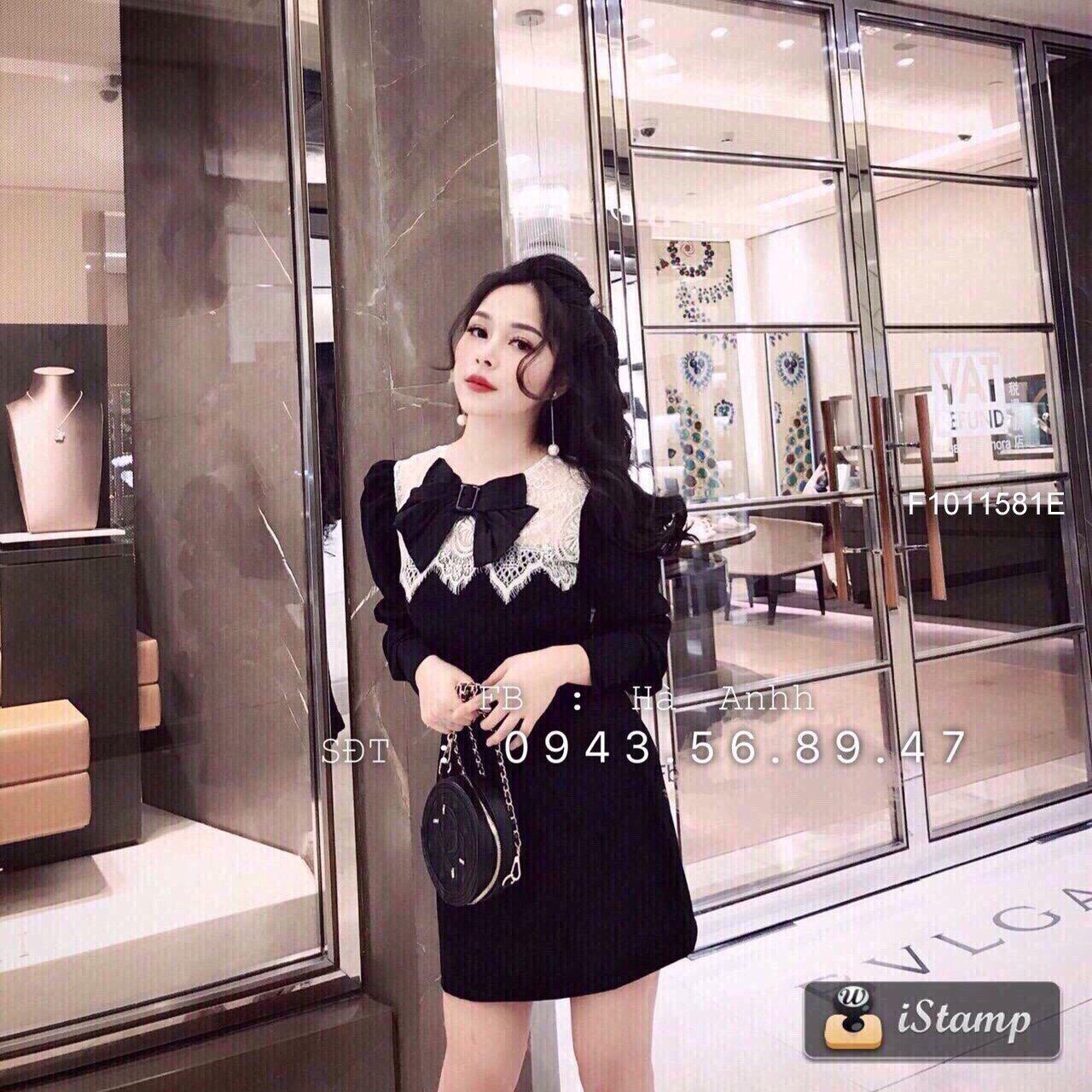 [HCM]Đầm xòe tiểu thư cổ nơ chất kate lụa AD