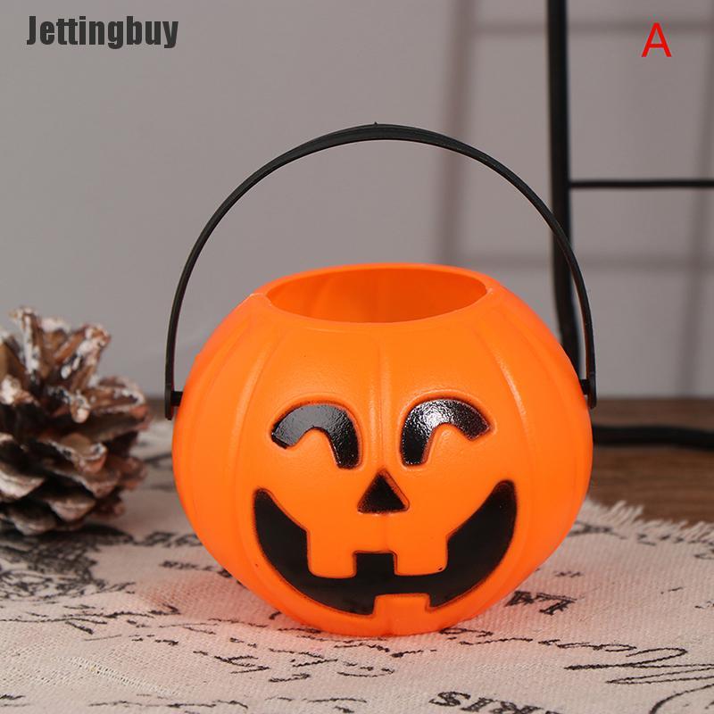 Jettingbuy Halloween Party Props Plastic Pumpkin Bucket Decoration Halloween Decoration